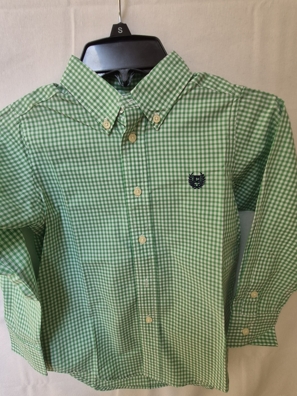 Chaps Green & White Gingham Button-Down Shirt
